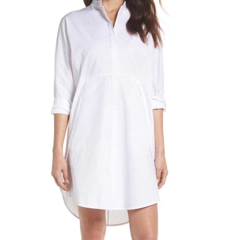 NWT Caara Poplin Button Down Shirt Dress White S